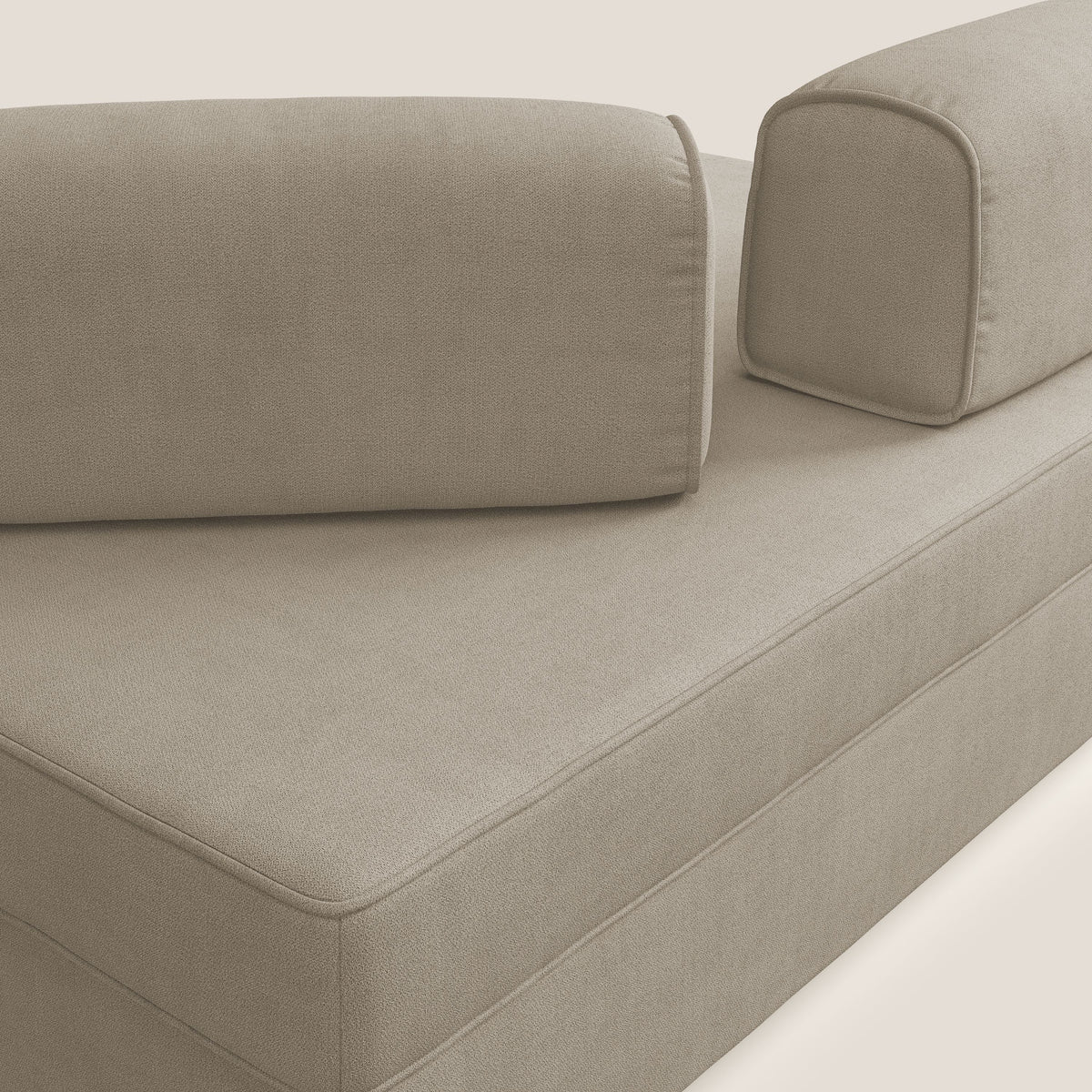 Liberty divano con pouf estraibile e schienali movibili in tessuto morbido impermeabile T02 beige - divitt.sbs