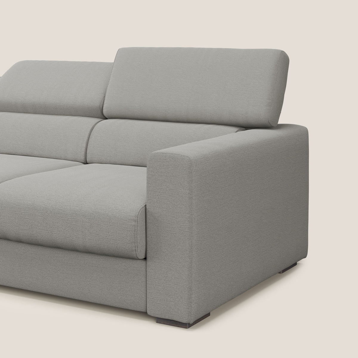 Dylan divano a 3 sedute con pouf estraibile poggiapiedi in tessuto fiammato simil cotone impermeabile T19 beige - divitt.sbs