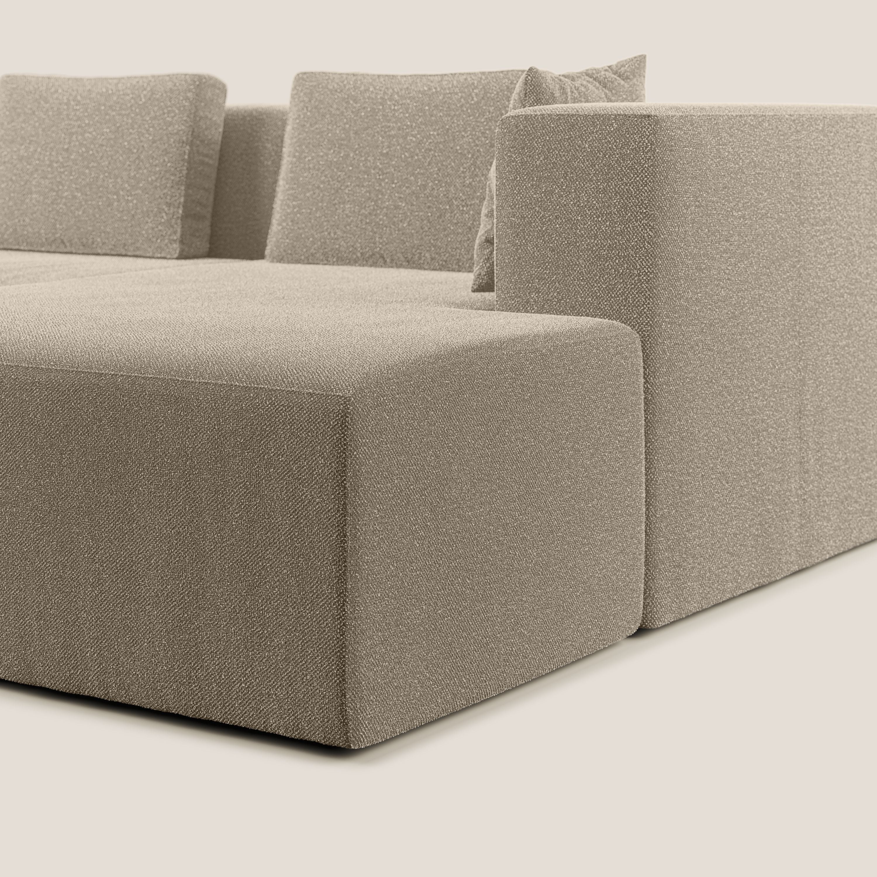 Nettuno divano angolare componibile in morbido tessuto bouclè T07 beige - divitt.sbs