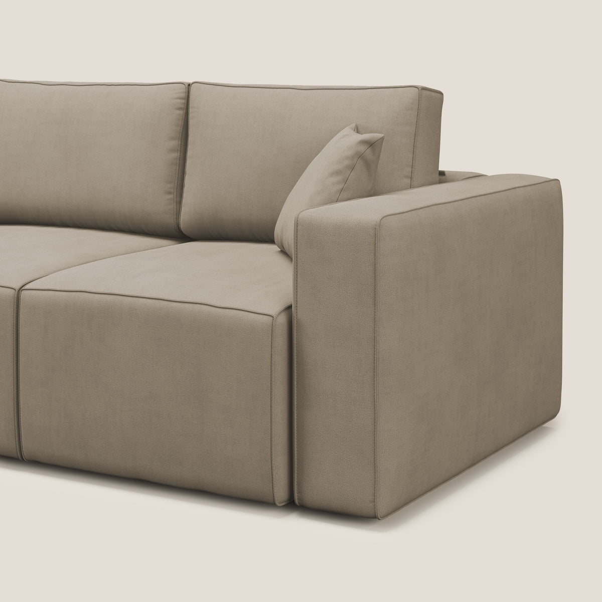 Morfeo divano con 3 sedute estraibili in morbido tessuto impermeabile T02 beige - divitt.sbs