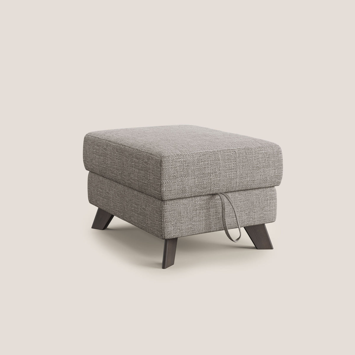 Moon Pouf contenitore e piedini alti in tessuto morbido ad intreccio soft-touch impermeabile T06 tortora - divitt.sbs