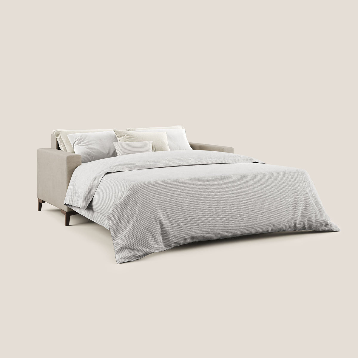 Kafka divano letto matrimoniale in morbido tessuto impermeabile T02 beige - divitt.sbs