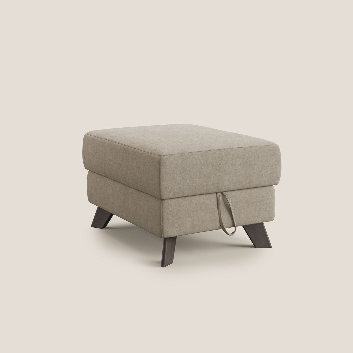 Moon Pouf contenitore e piedini alti in tessuto morbido impermeabile T02 beige - divitt.sbs