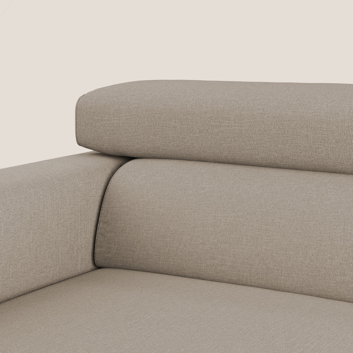 Dylan divano a 3 sedute con pouf estraibile poggiapiedi in tessuto simil cotone impermeabile T13 beige - divitt.sbs