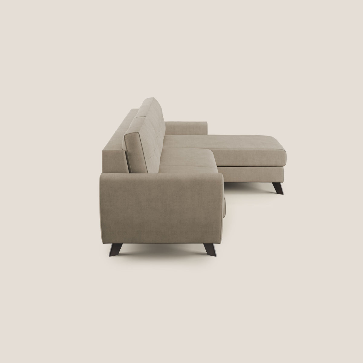 Callisto Divano letto angolare con penisola in tessuto morbido impermeabile T02 beige - divitt.sbs