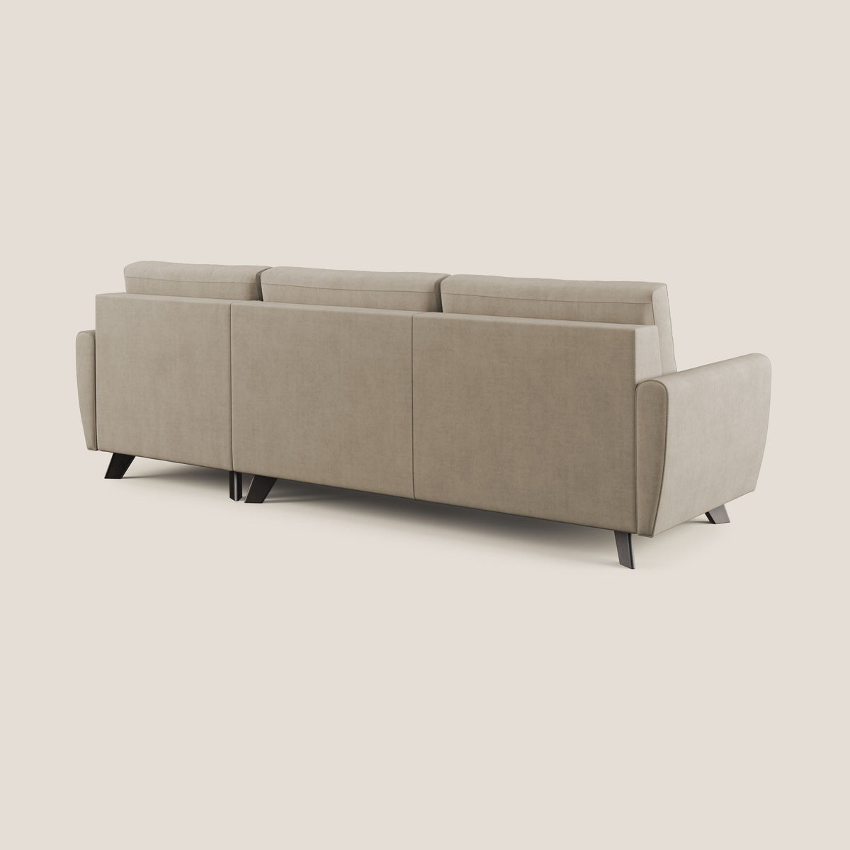 Callisto Divano letto angolare con penisola in tessuto morbido impermeabile T02 beige - divitt.sbs