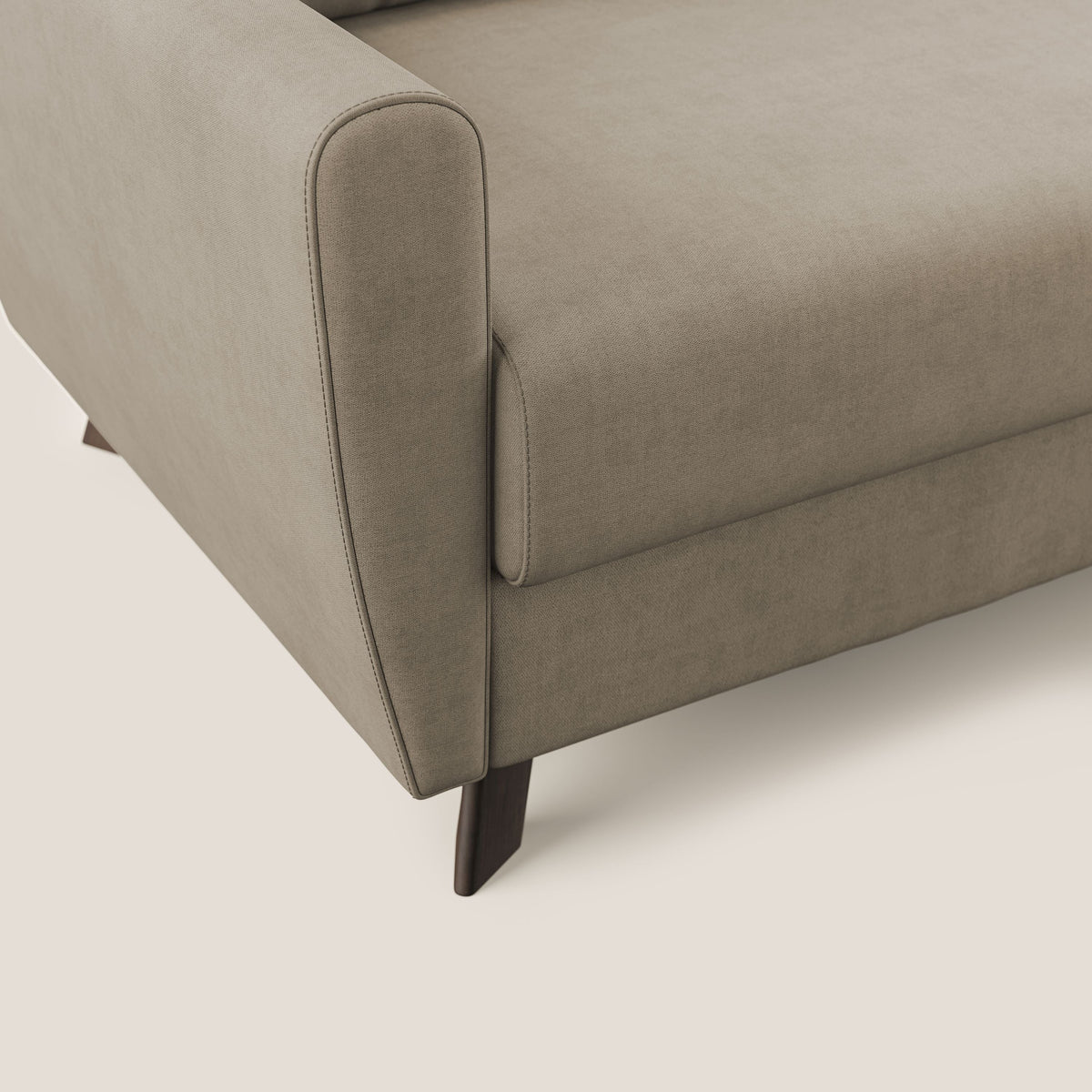 Callisto Divano letto angolare con penisola in tessuto morbido impermeabile T02 beige - divitt.sbs