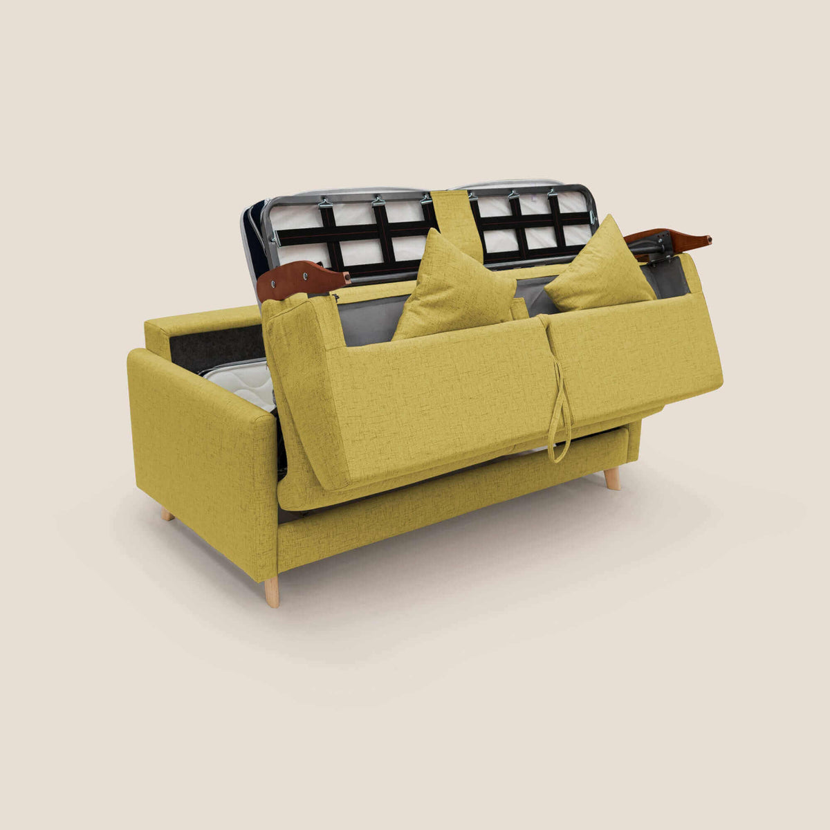 Edgar divano letto matrimoniale in tessuto felis impermeabile T03 giallo - divitt.sbs