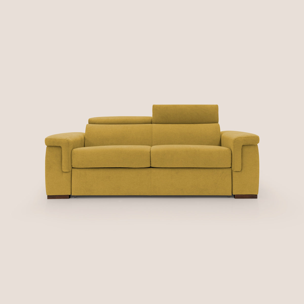 Giunone divano letto con materasso alto 18 cm e poggiatesta reclinabili in tessuto impermeabile T02 giallo - divitt.sbs