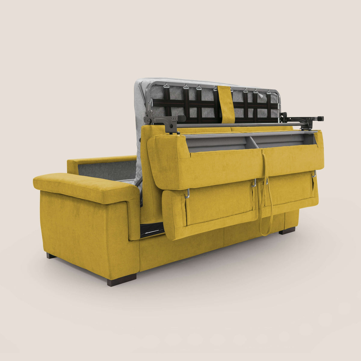 Bjorn divano letto sfoderabile con materasso H18 cm e poggiatesta reclinabili in tessuto impermeabile T02 giallo - divitt.sbs