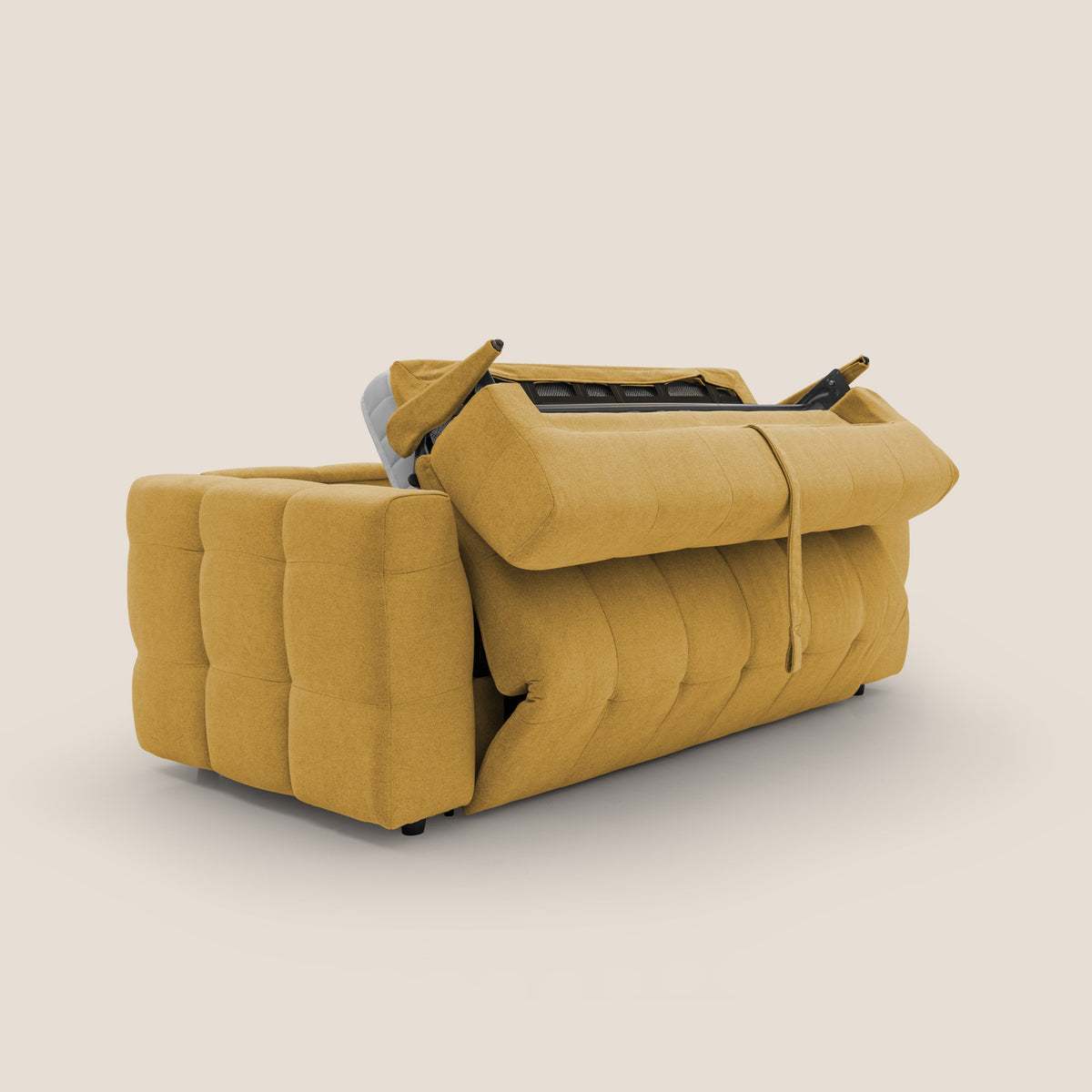 Tender Divano letto matrimoniale dal design innovativo in tessuto bouclet impermeabile T07 giallo - divitt.sbs