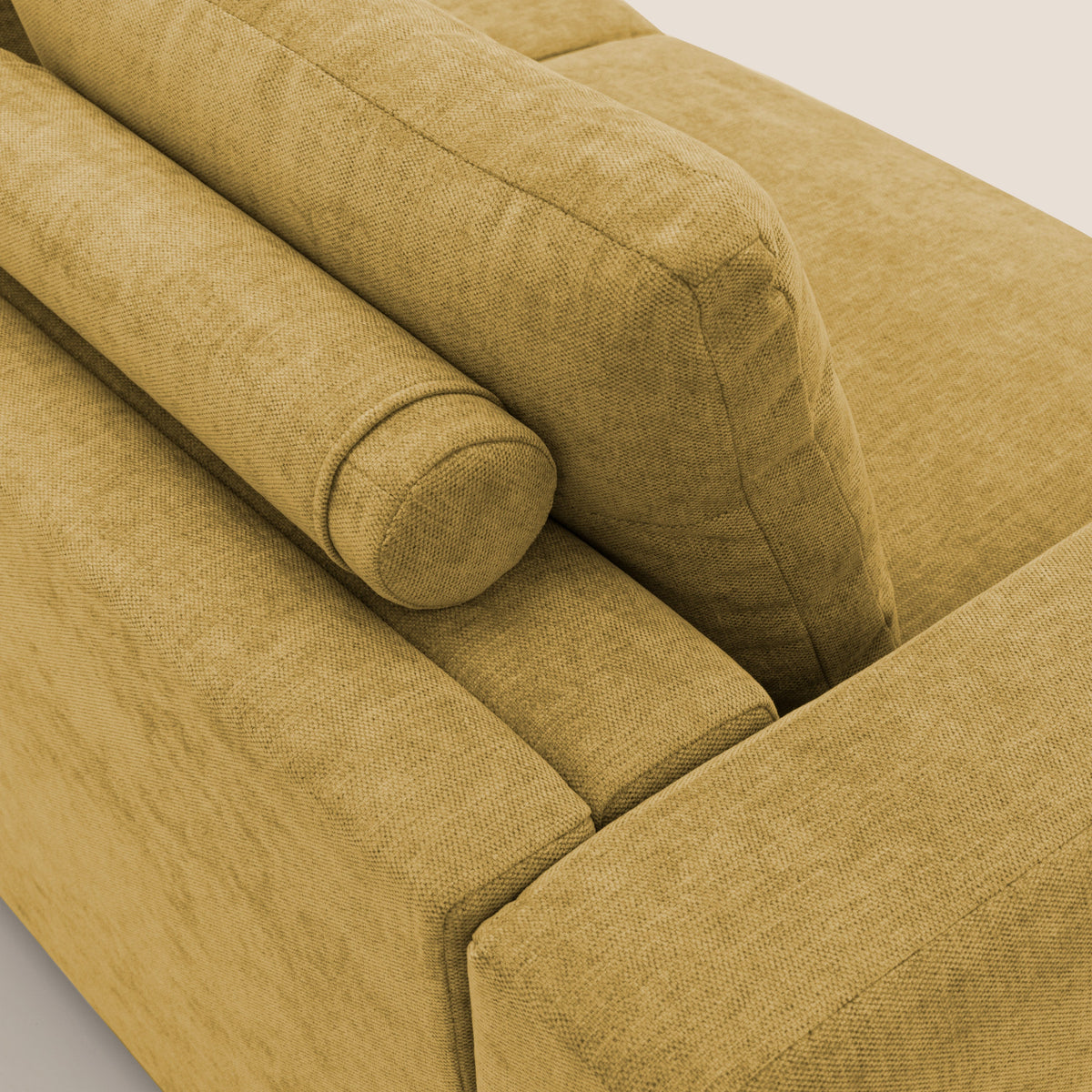 Freia Divano letto minimal materasso h15 cm con morbidi schienali in tessuto impermeabile T14 giallo - divitt.sbs