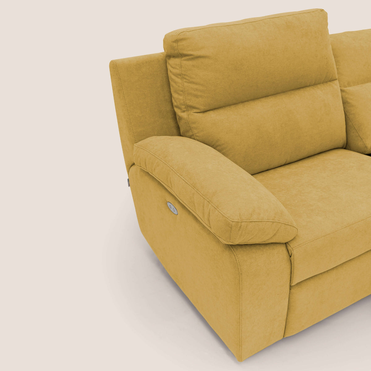 Romeo Divano relax con recliner elettrico in morbido tessuto impermeabile T02 giallo - divitt.sbs