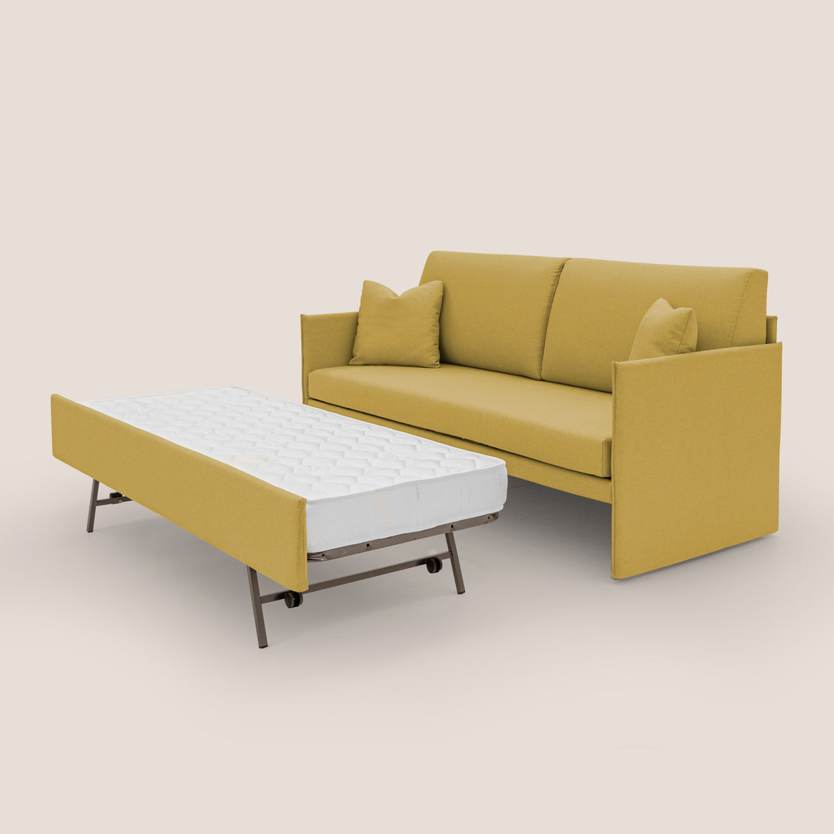 Tortona Divano duplex con doppio letto in tessuto simil cotone impermeabile T13 giallo - divitt.sbs