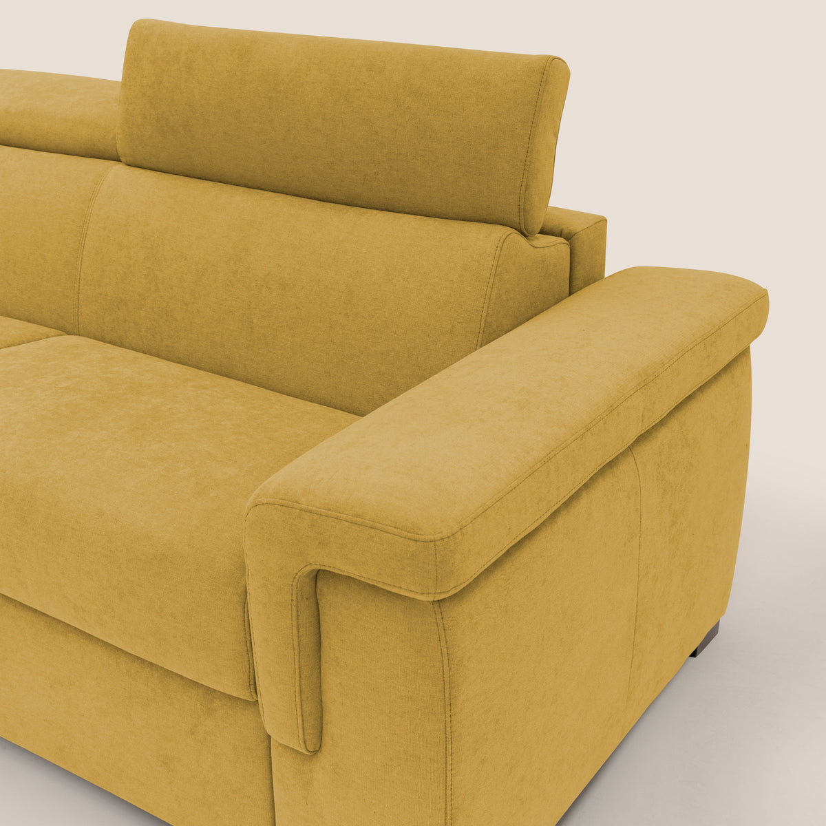 Giunone divano letto con materasso alto 18 cm e poggiatesta reclinabili in tessuto impermeabile T02 giallo - divitt.sbs
