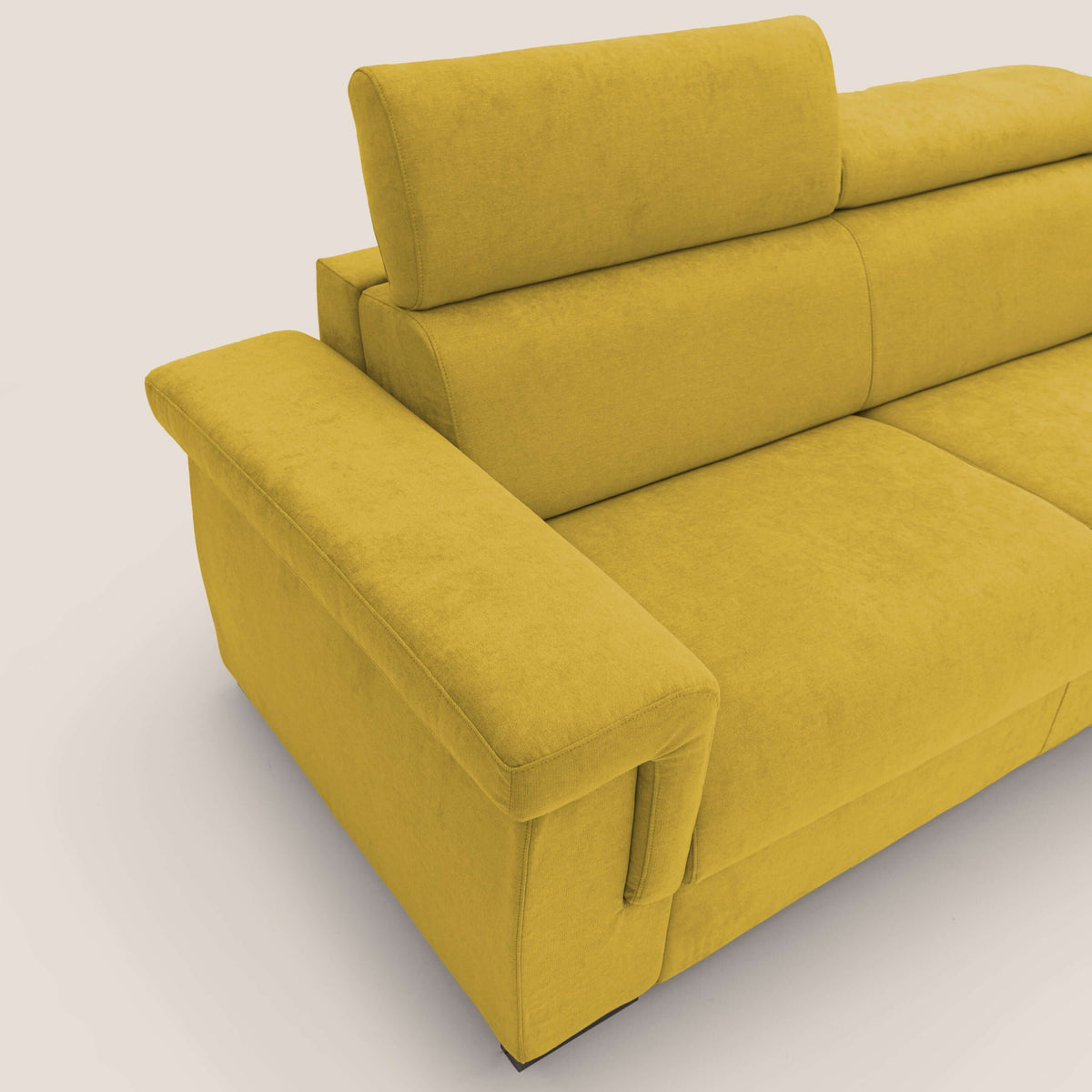Bjorn divano letto sfoderabile con materasso H18 cm e poggiatesta reclinabili in tessuto impermeabile T02 giallo - divitt.sbs