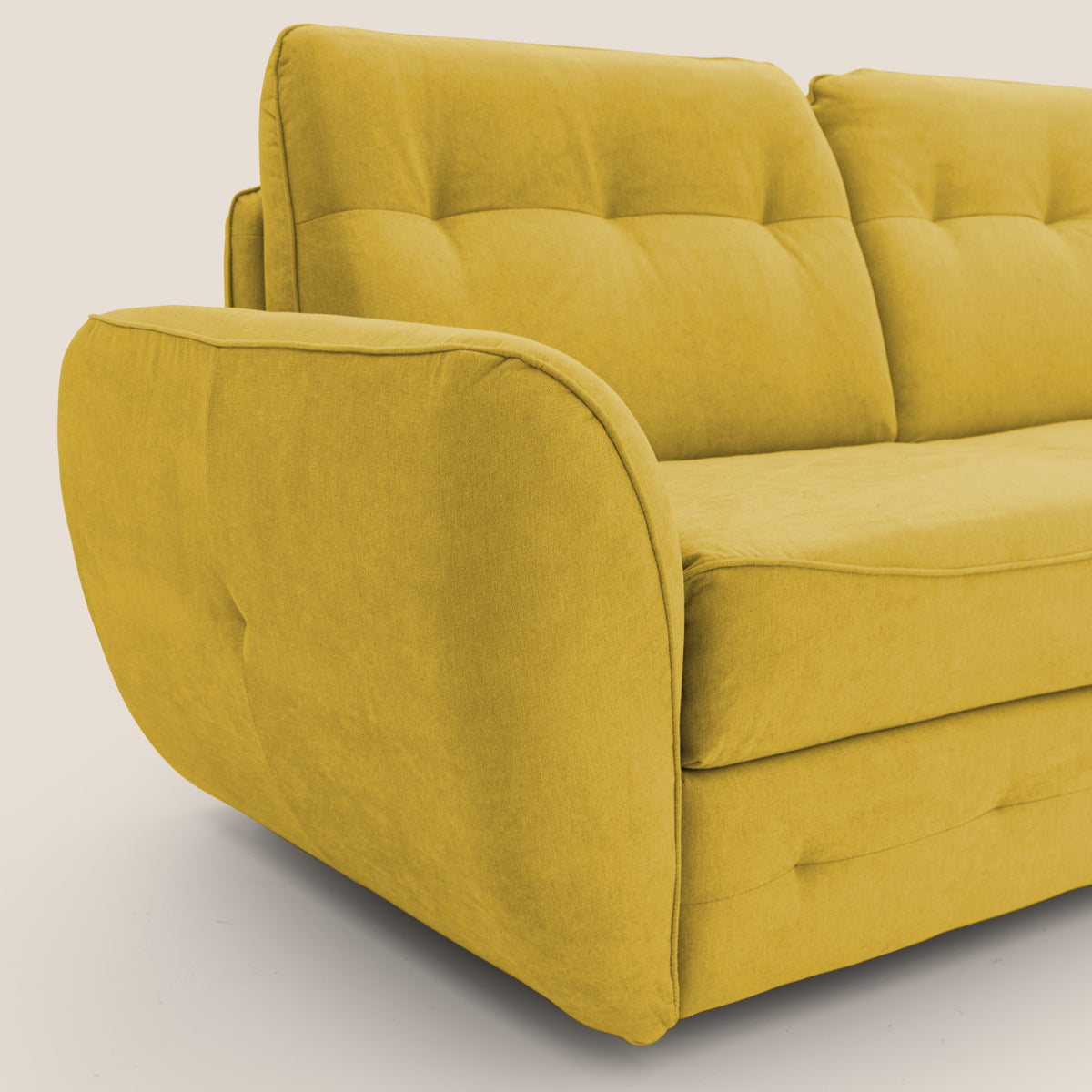 Zeus divano letto angolare con materasso H18 cm pouf mobile in tessuto impermeabile T02 - divitt.sbs