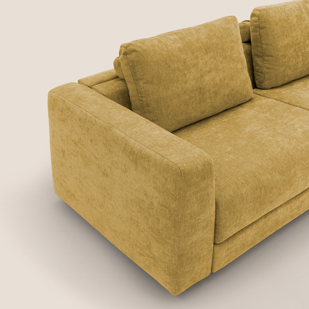 Freia Divano letto minimal materasso h15 cm con morbidi schienali in tessuto impermeabile T14 giallo - divitt.sbs