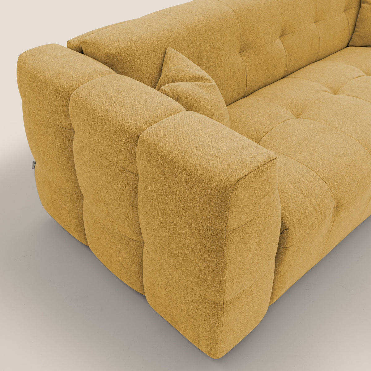 Tender Divano letto matrimoniale dal design innovativo in tessuto bouclet impermeabile T07 giallo - divitt.sbs