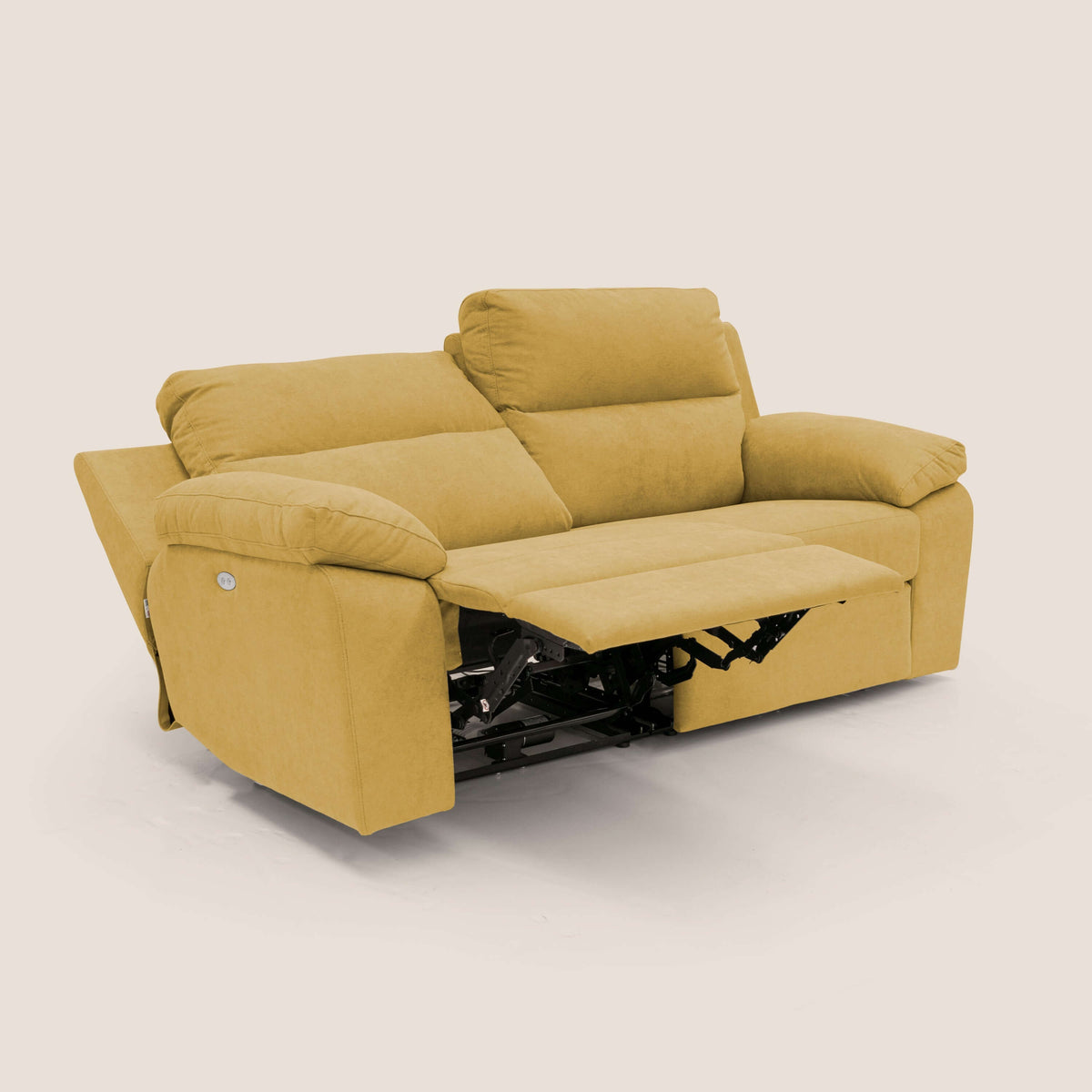 Romeo Divano relax con recliner elettrico in morbido tessuto impermeabile T02 giallo - divitt.sbs