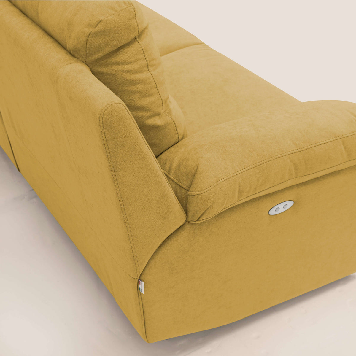 Romeo Divano relax con recliner elettrico in morbido tessuto impermeabile T02 giallo - divitt.sbs