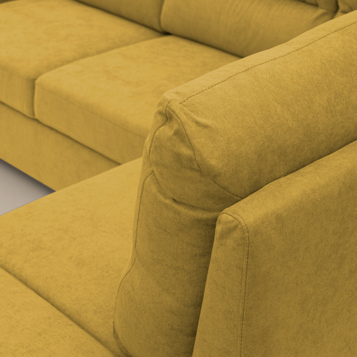 Minerva divano angolare con estraibile a cassettone e pouf contenitore in tessuto morbido impermeabile T02 giallo - divitt.sbs