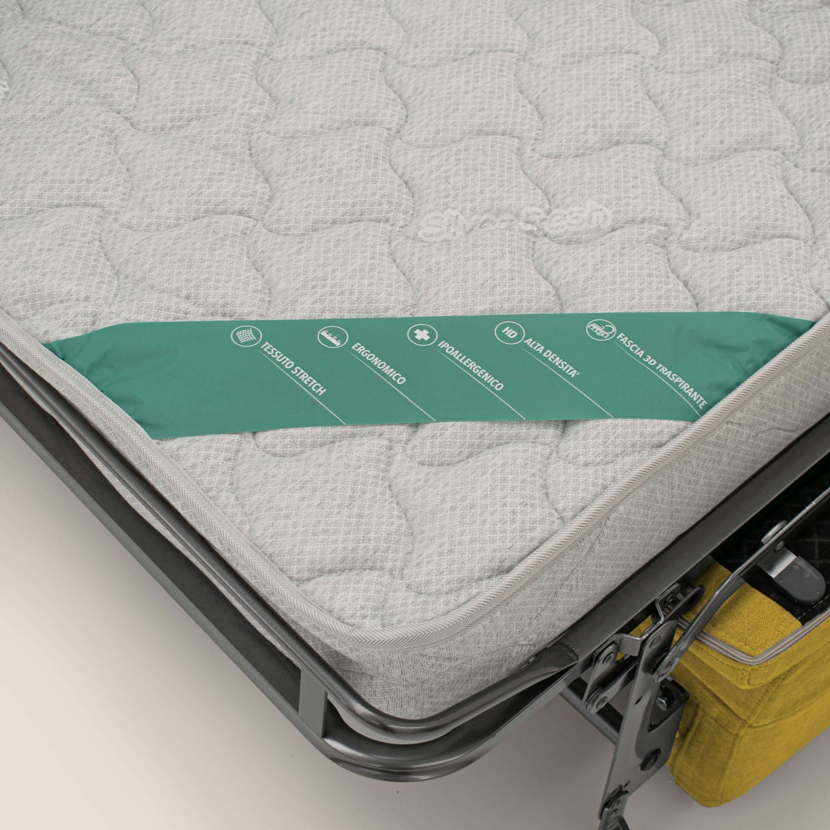Bjorn divano letto sfoderabile con materasso H18 cm e poggiatesta reclinabili in tessuto impermeabile T02 giallo - divitt.sbs