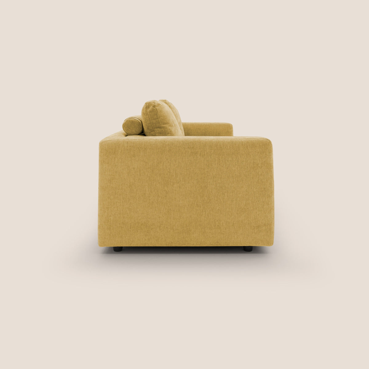 Freia Divano letto minimal materasso h15 cm con morbidi schienali in tessuto impermeabile T14 giallo - divitt.sbs