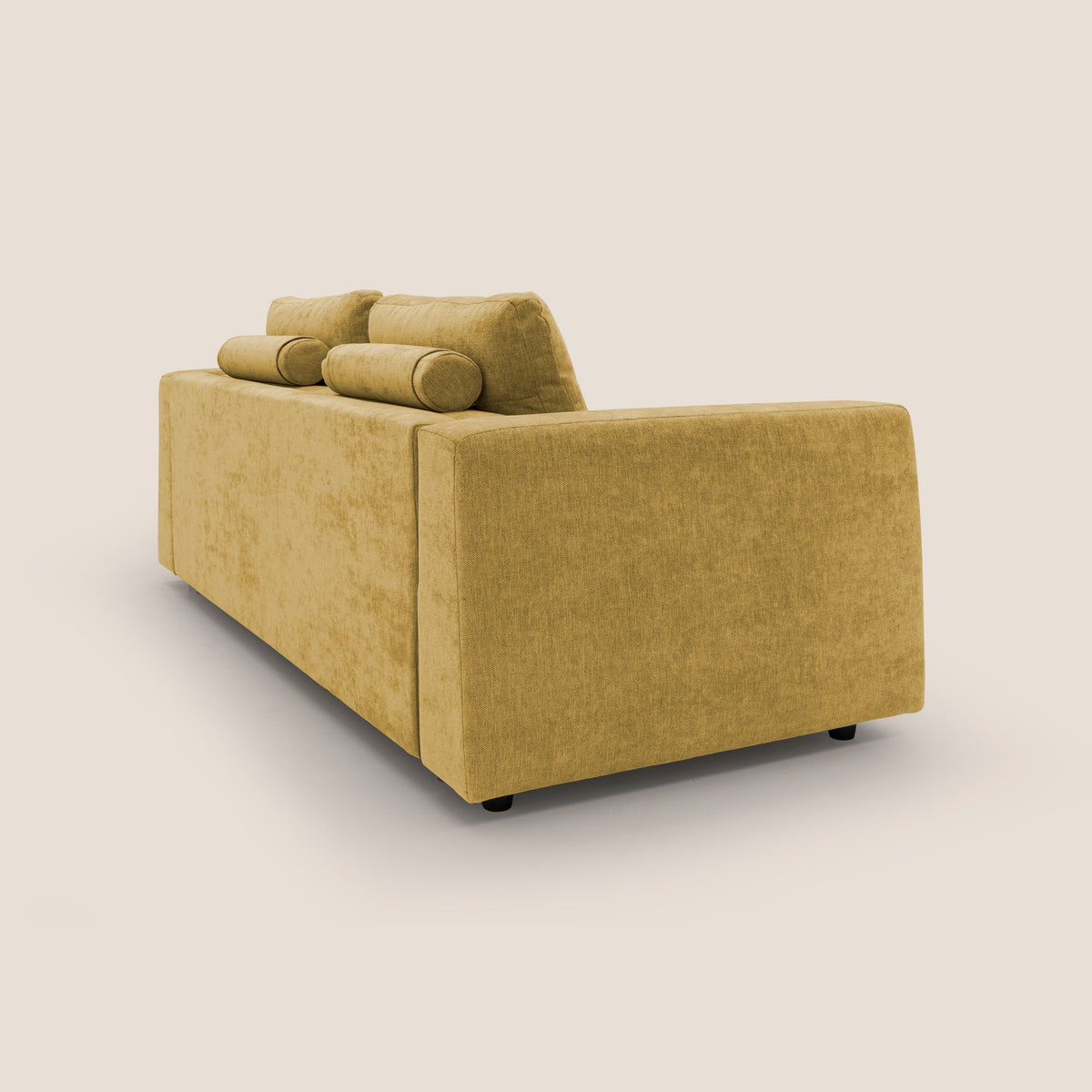 Freia Divano letto minimal materasso h15 cm con morbidi schienali in tessuto impermeabile T14 giallo - divitt.sbs