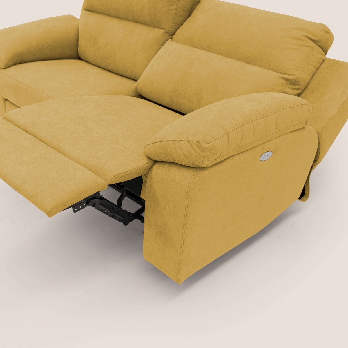 Romeo Divano relax con recliner elettrico in morbido tessuto impermeabile T02 giallo - divitt.sbs