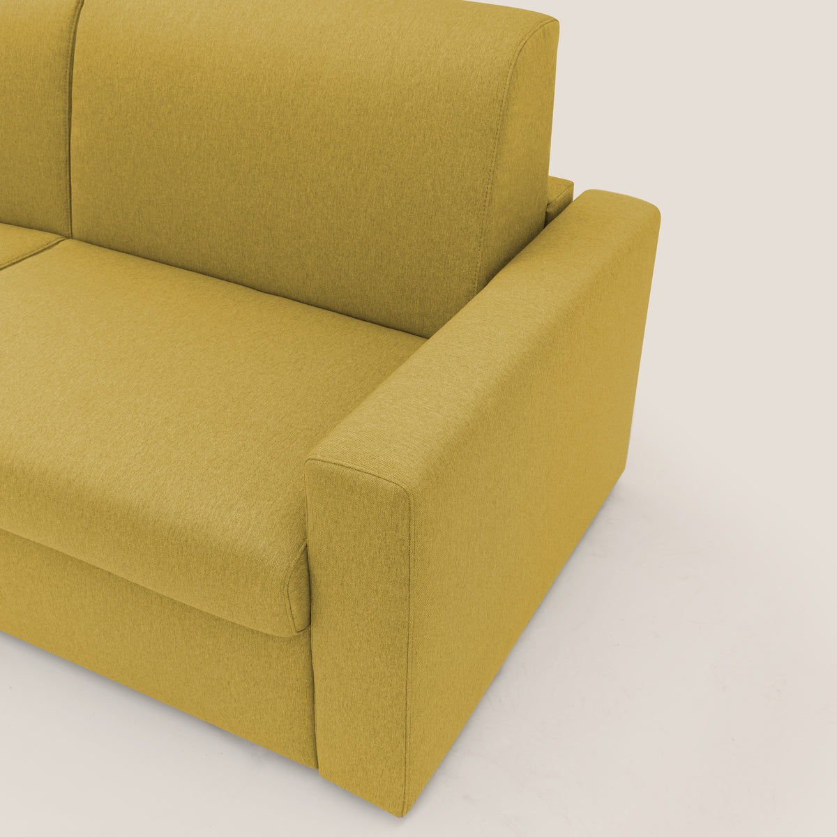 Kansas Divano letto matrimoniale alto 20 cm in tessuto impermeabile misto cotone T13 giallo - divitt.sbs