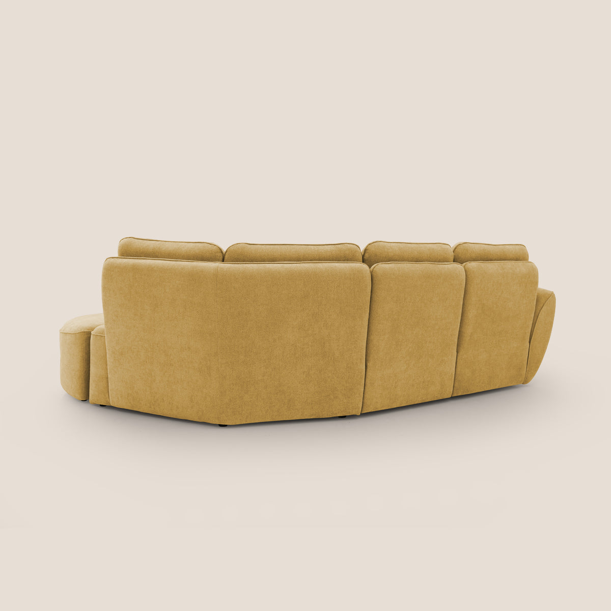Cerbero divano angolare con pouf mobile in morbido bouclé impermeabile T07 giallo - divitt.sbs