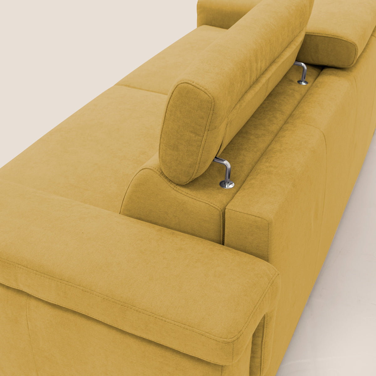 Giunone divano letto con materasso alto 18 cm e poggiatesta reclinabili in tessuto impermeabile T02 giallo - divitt.sbs