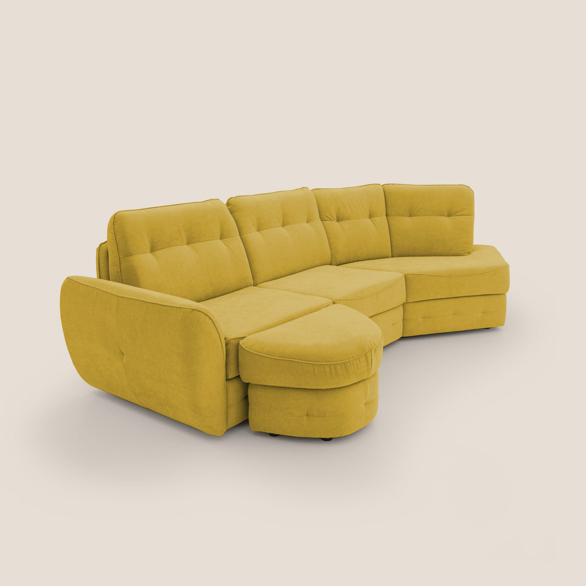 Zeus divano letto angolare con materasso H18 cm pouf mobile in tessuto impermeabile T02 - divitt.sbs
