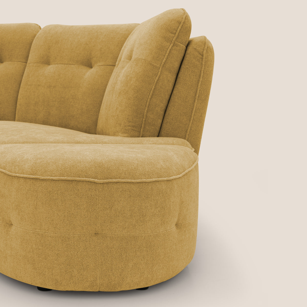 Cerbero divano angolare con pouf mobile in morbido bouclé impermeabile T07 giallo - divitt.sbs