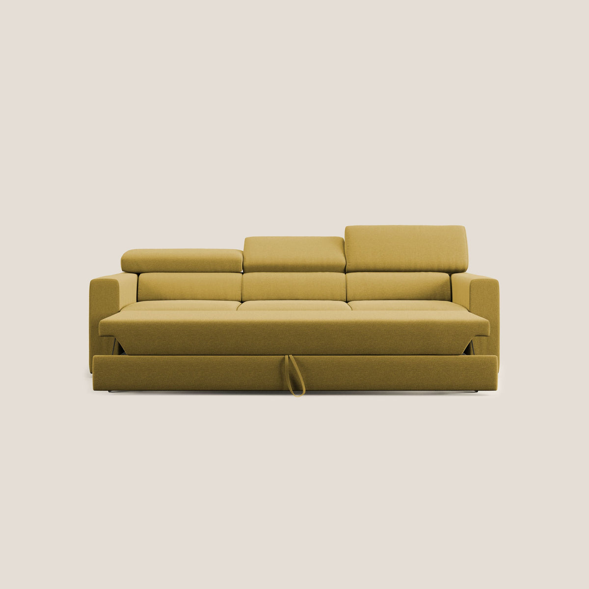 Dylan divano a 3 sedute con pouf estraibile poggiapiedi in tessuto simil cotone impermeabile T13 giallo - divitt.sbs