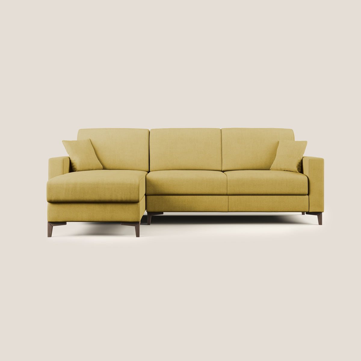 Kafka divano letto angolare in morbido tessuto impermeabile T02 giallo - divitt.sbs