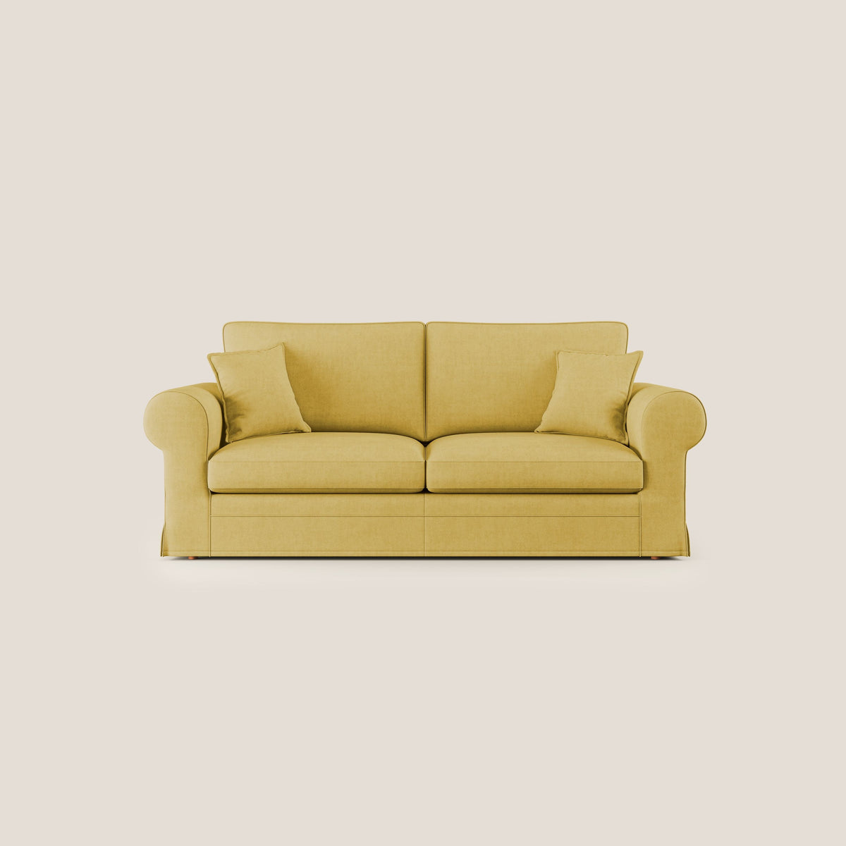 Lady divano classico in piuma d'oca realizzato con tessuto impermeabile T02 giallo - divitt.sbs