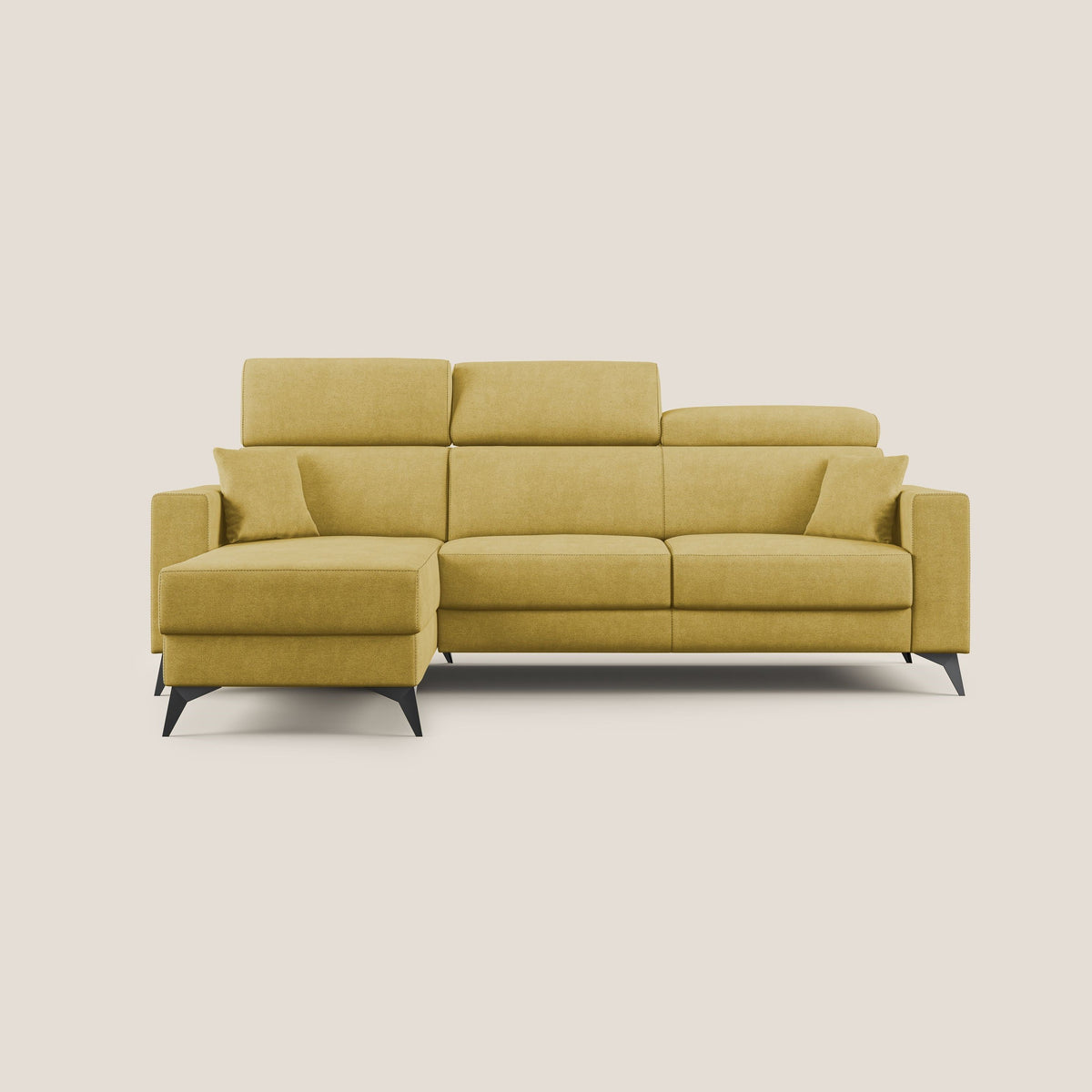 Pegaso divano letto angolare con poggiatesta reclinabili e rivestimento impermeabile T02 giallo - divitt.sbs