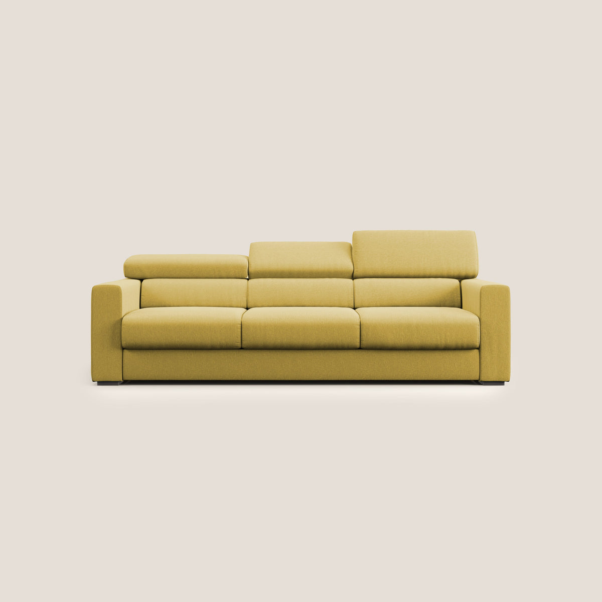 Dylan divano a 3 sedute con pouf estraibile poggiapiedi in tessuto simil cotone impermeabile T13 giallo - divitt.sbs