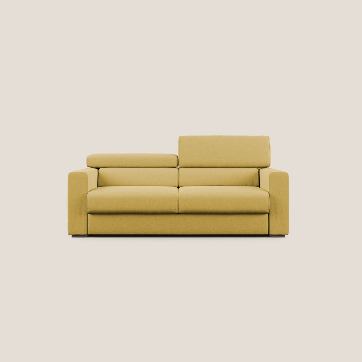 Dylan divano allungabile con pouf estraibile poggiapiedi in tessuto simil cotone impermeabile T13 giallo - divitt.sbs