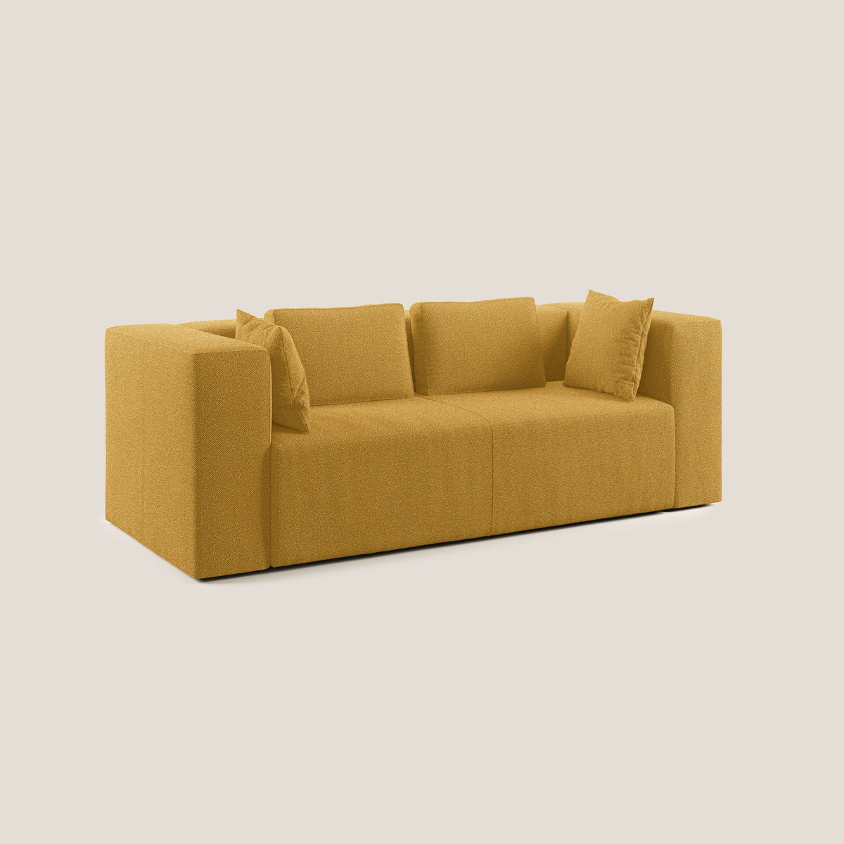 Nettuno divano moderno componibile in morbido tessuto bouclè T07 giallo - divitt.sbs