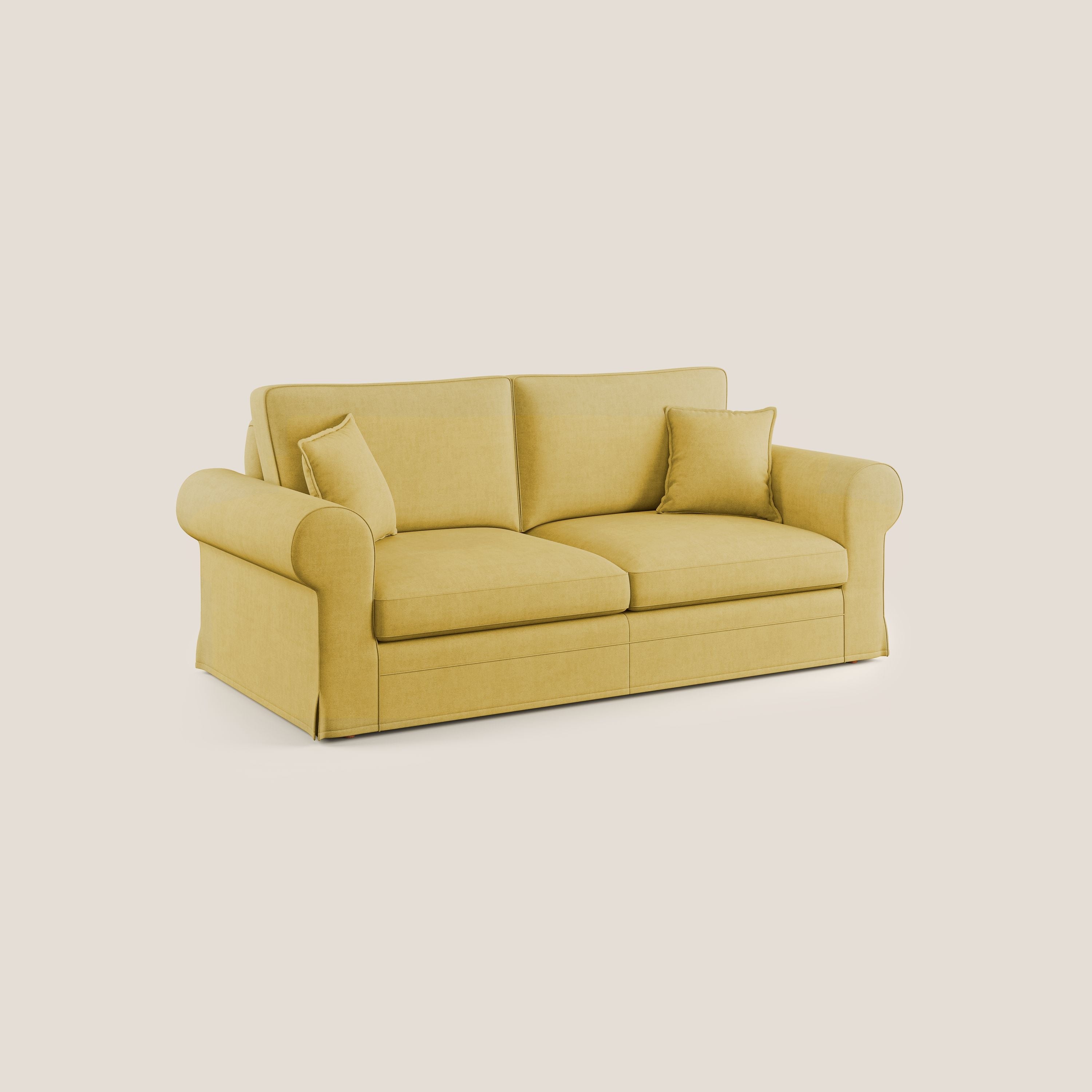 Lady divano classico in piuma d'oca realizzato con tessuto impermeabile T02 giallo - divitt.sbs