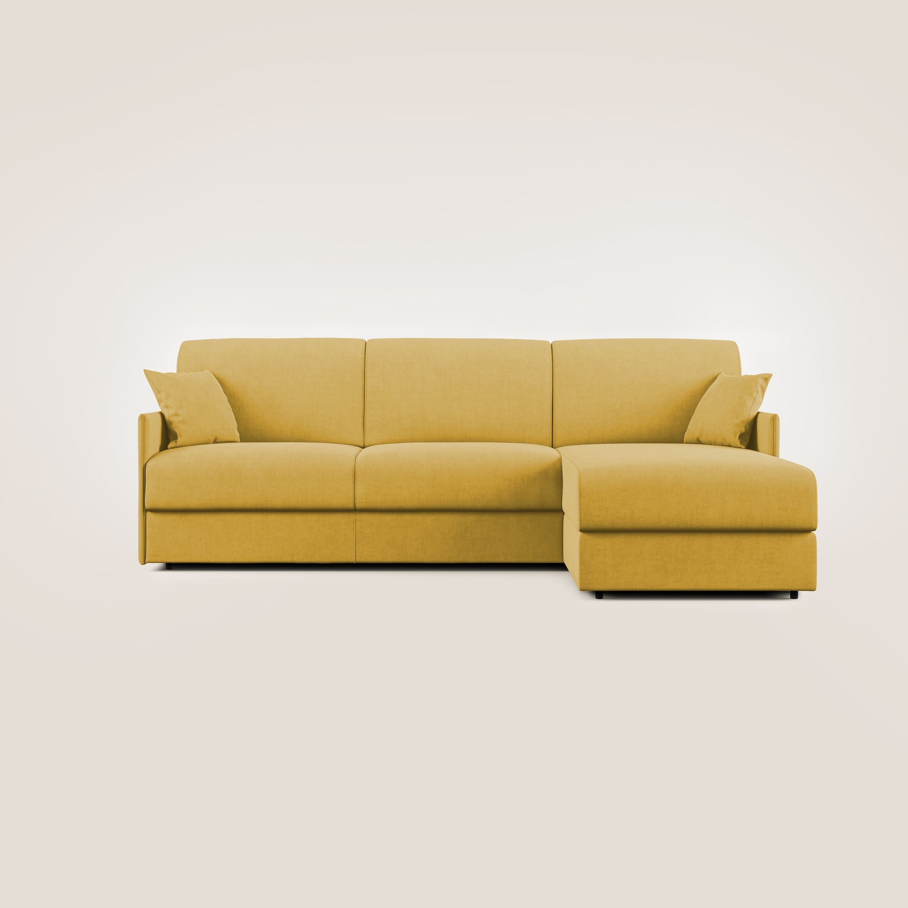 Evans Divano letto angolare con penisola in morbido tessuto impermeabile T02 giallo - divitt.sbs
