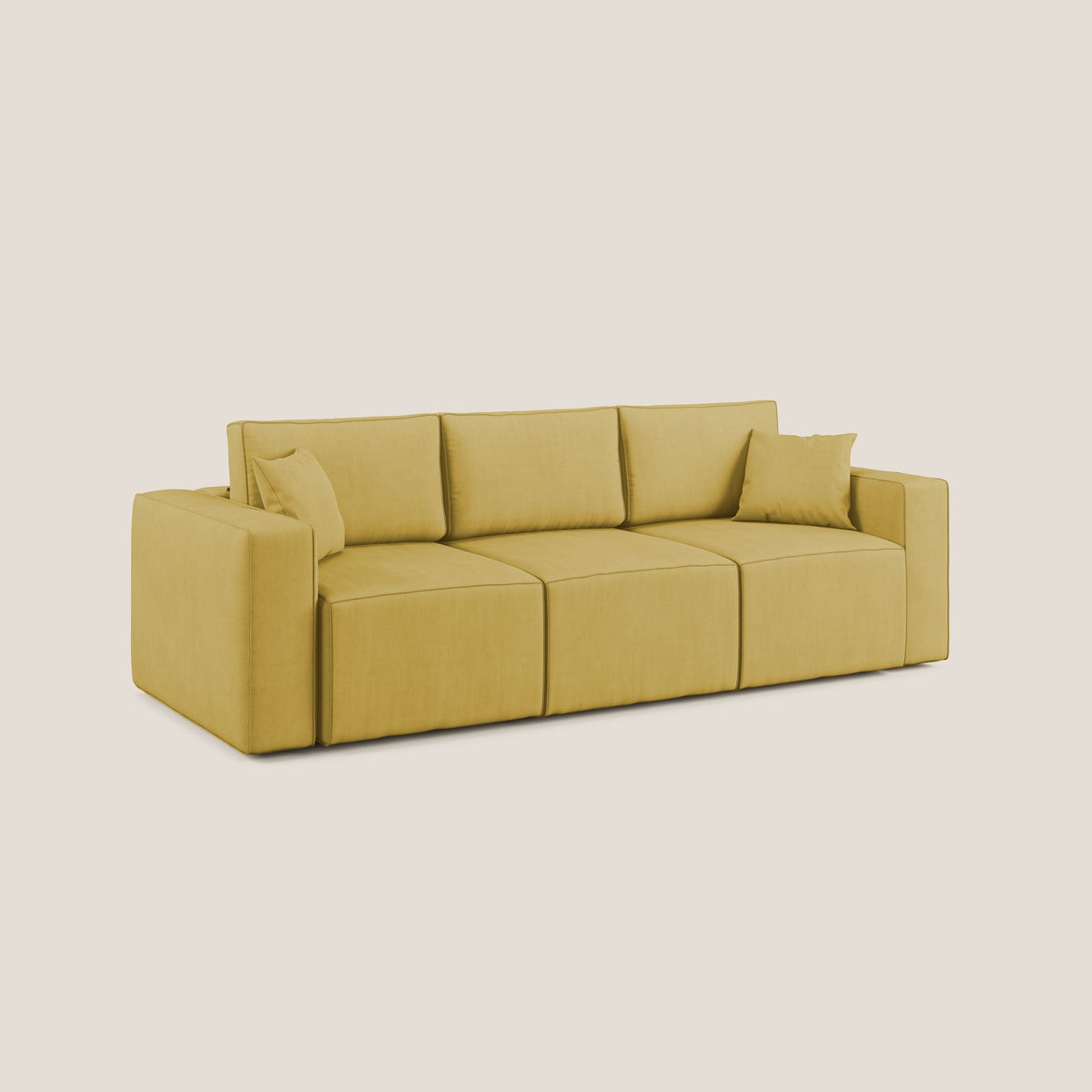 Morfeo divano con 3 sedute estraibili in morbido tessuto impermeabile T02 giallo - divitt.sbs