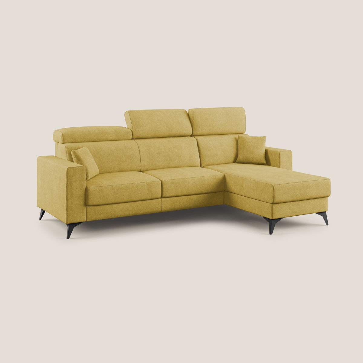 Pegaso divano letto angolare con poggiatesta reclinabili e rivestimento impermeabile T02 giallo - divitt.sbs
