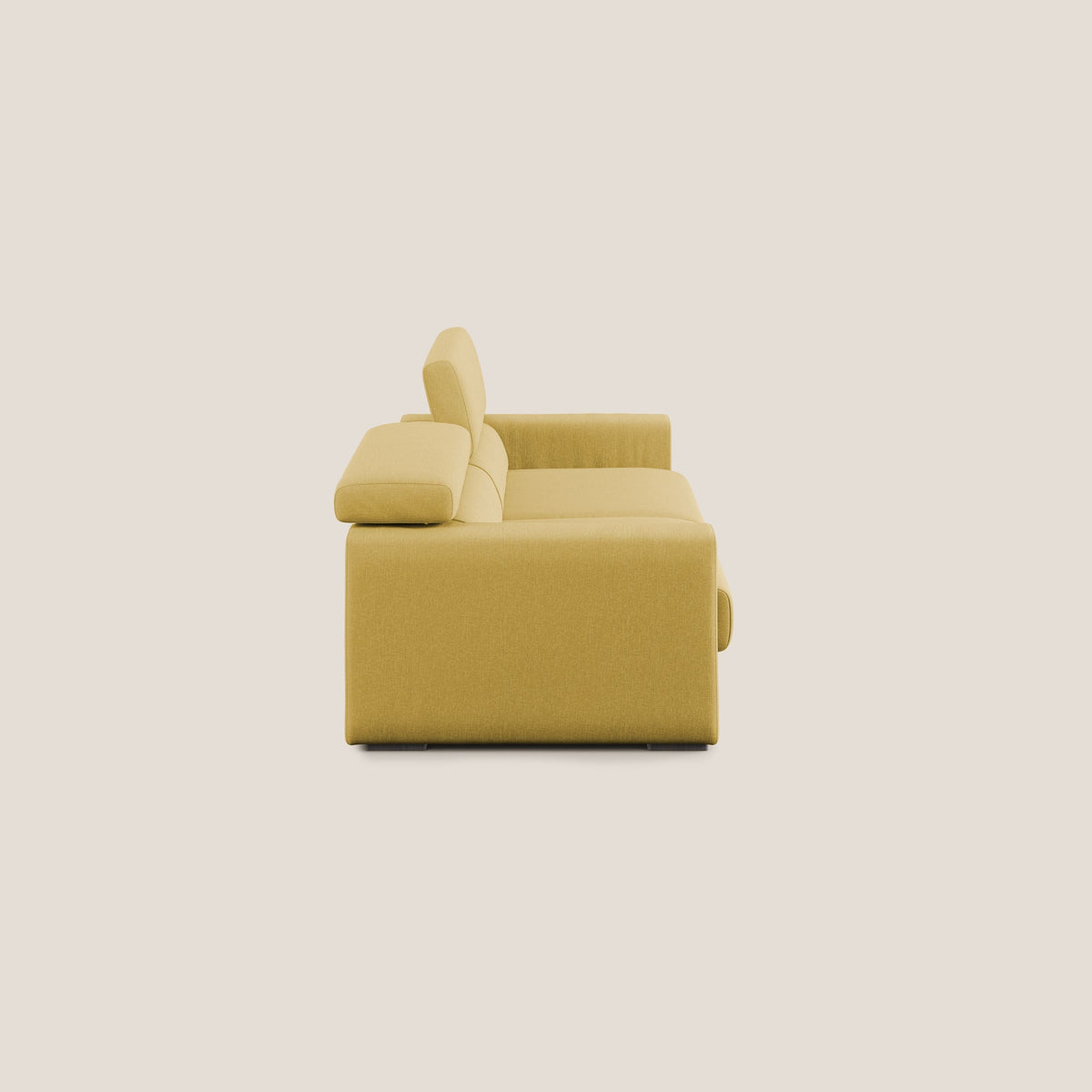 Dylan divano allungabile con pouf estraibile poggiapiedi in tessuto simil cotone impermeabile T13 giallo - divitt.sbs