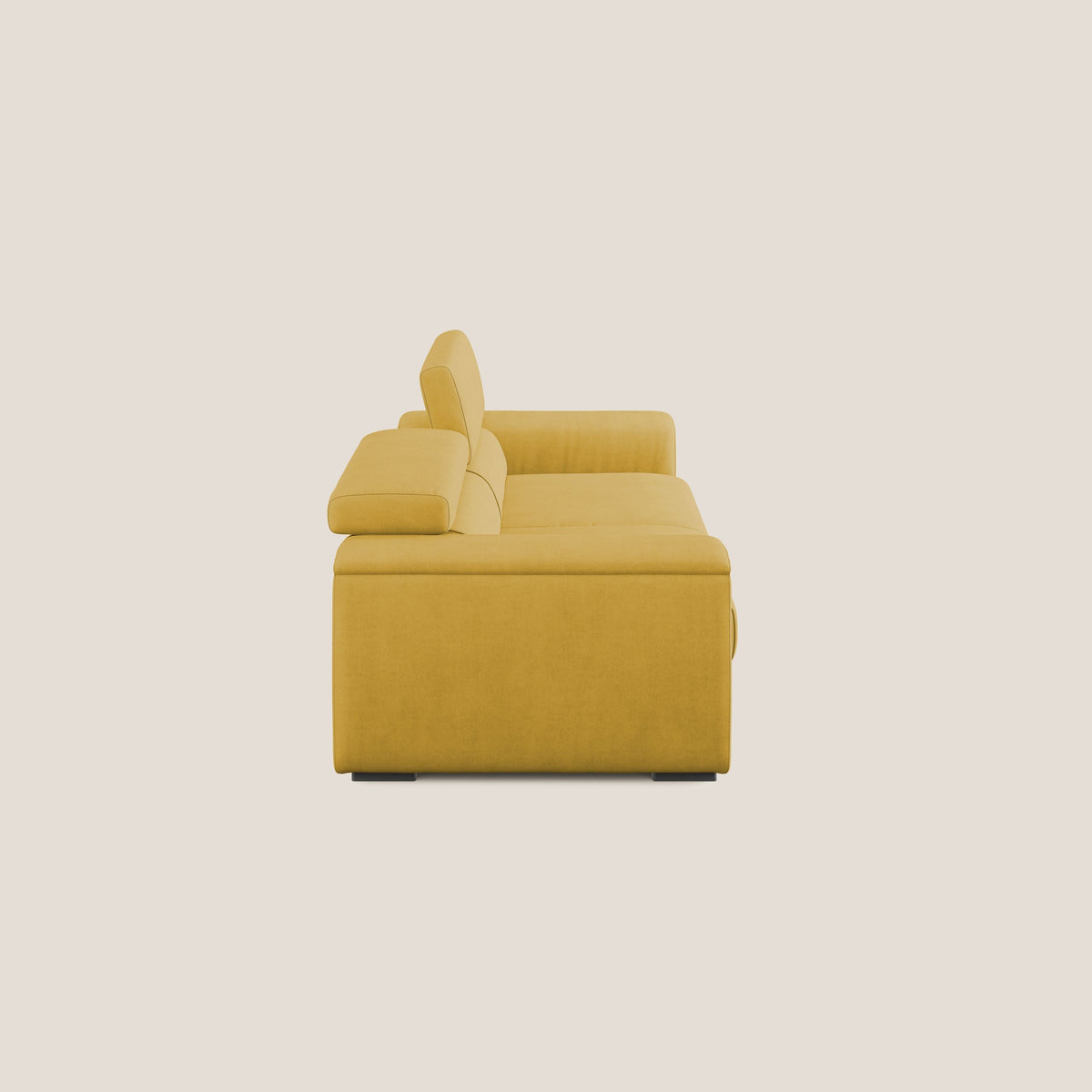 Zeno Divano con pouf estraibile poggiapiedi in tessuto morbido impermeabile T02 giallo - divitt.sbs