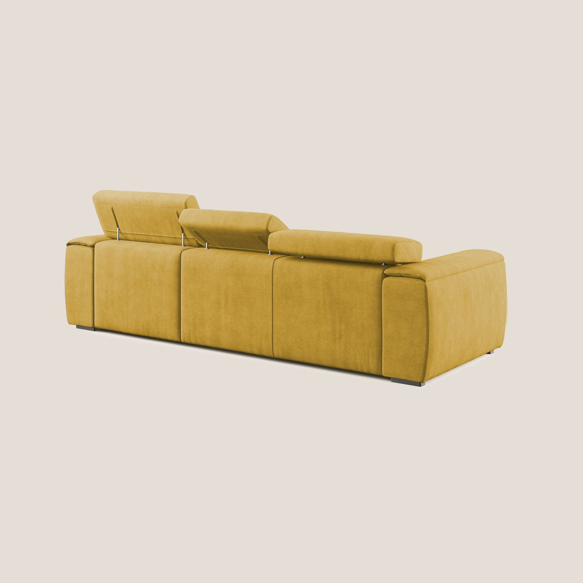 Zeno Divano angolare con pouf estraibile poggiapiedi in tessuto morbido impermeabile T02 giallo - divitt.sbs