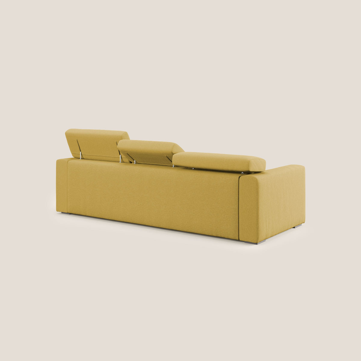 Dylan divano a 3 sedute con pouf estraibile poggiapiedi in tessuto simil cotone impermeabile T13 giallo - divitt.sbs